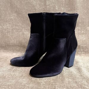 Nine West Navy Velvet Ankle Booties